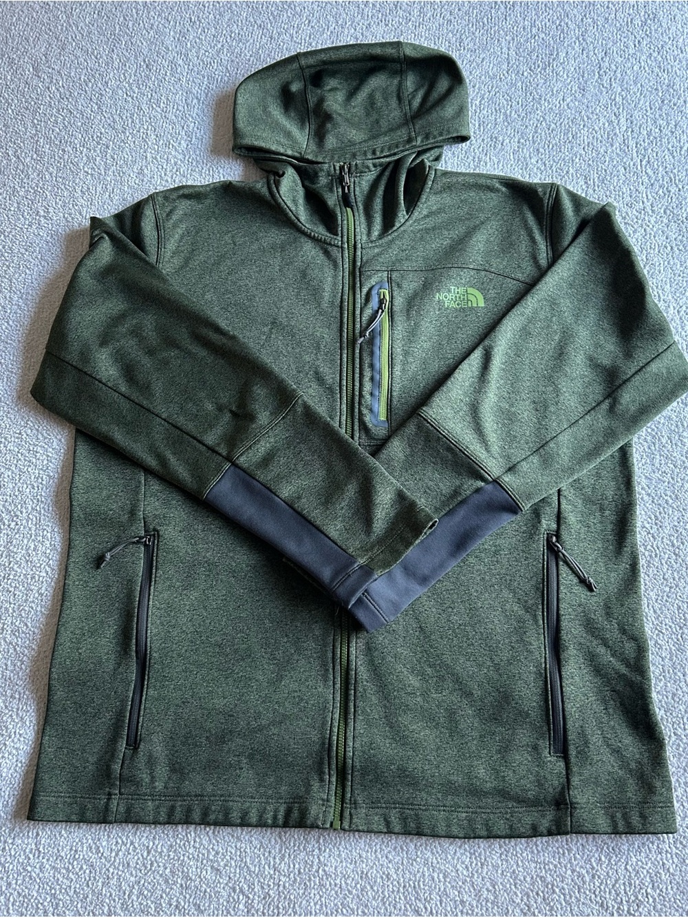 The North Face Men's Dark Olive Green Full-Zip Hooded Performance Jacket
